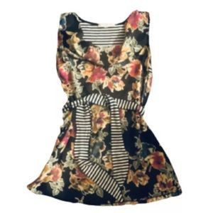 Jonathan Martin Black Floral Tunic, Size Small